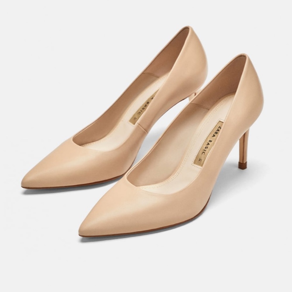 NWT • Zara • Leather High-Heel Pumps